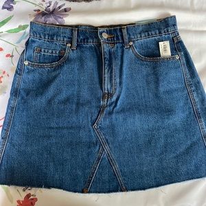 high-waisted denim skirt